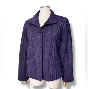 BRACCI by Pamela Bracci Purple Hand Painted Channel Quilted Silk Jacket